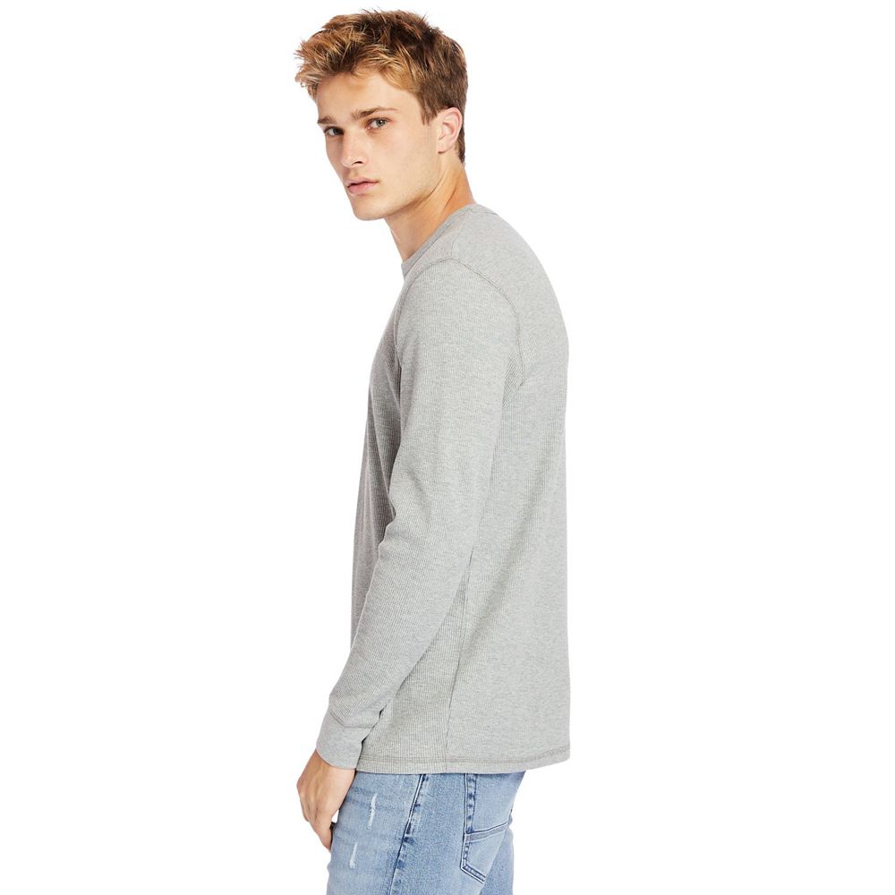 Timberland Mens Shirts Wharf River Waffle-Knit Crewneck - Grey - India UY8473621